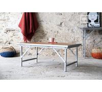 PIB Brown teak coffee table, industrial style, 102x66x44 cm, foldable, charm and robustness