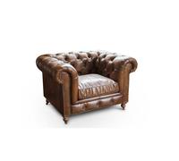 PIB Chesterfield brown leather armchair, industrial style, 123x97x78 cm, iconic design and comfortable