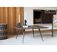 PIB Elm wood coffee table in brown, Scandinavian style, 75x75x35cm, checkerboard top, metal legs