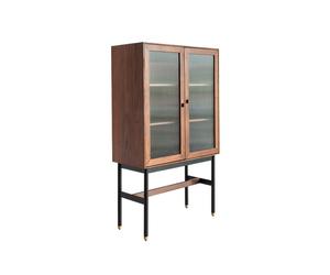 PIB Fluted glass and walnut display case Velina