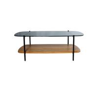 PIB Glass and oak oval coffee table Ophelia