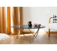 PIB Green marble coffee table, Scandinavian style, 103x78x37 cm, oval and geometric design