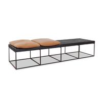 PIB Large bench in black metal, 4 seats, Scandinavian style, 180x50x38 cm, elegant graphic design