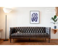 PIB Large Chesterfield brown leather sofa, 3-seater, industrial style, 190x86x73 cm, sl esign