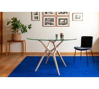 PIB Round glass table with light solid ash for 6 people Sylvae