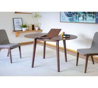 PIB Small extendable walnut brown table, 6 seats, Scandinavian style, 130x100x80 cm, perfect for conviviality