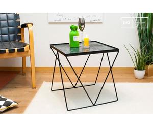 PIB Small green marble table, Scandinavian style, 45x45x45 cm, elegant square design