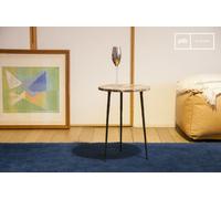 PIB Small marble side table, Scandinavian style, 32x32x45 cm, tripod and textured design