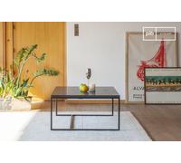 PIB Square black marble coffee table, Scandinavian style, 70x70x37 cm, sophisticated design with dark metal legs