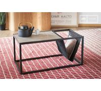 PIB Stone coffee table with magazine rack, Scandinavian style, 80x40x38 cm, vintage and functional design