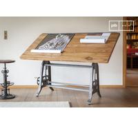 PIB Teak architect table, industrial style, 160x80x100 cm, tiltable top, noble aesthetic