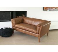 PIB Two-seater leather sofa, Scandinavian style, 152x84x68 cm, comfort and vintage elegance