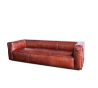 PIB Vintage red leather 3-seater sofa, Scandinavian style, 252x109x65 cm, unique and elegant design