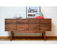 PIB Walnut sideboard, Scandinavian style, 160x45x80cm, modern art deco design, straight lines and curves, matte finish