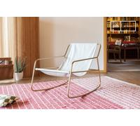 PIB White fabric rocking chair, Scandinavian style, 62x87x67 cm, elegant and swivel design