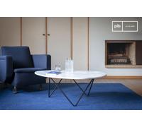 PIB White marble coffee table, Scandinavian style, 100x100x37 cm, elegant oval 1950s design