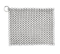PIBC 8"x6" Cast Iron Scrubber Stainless Steel Chainmail Cleaner for Pre-Seasoned Pans, Griddles, BBQ Grill and Pot Cookware Cleaning