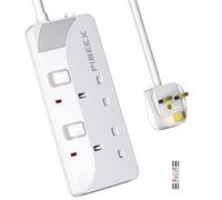 PIBEEX Extension Lead 2 Way Plug Sockets with Individual Switches Wall Mountable Power Strip with 5 Meter Long Extension Cable 13A Fused UK Plug 3250W
