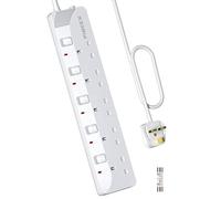 PIBEEX Extension Lead 5 Way Multi Plug Extension Sockets with Individual Switches Wall-Mounted Power Strip 5 Meter Long Extension Cord 13A Fused UK Plug 3250W