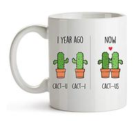 PIBONTO 1 Year Anniversary Mug, 11 Ounces, Funny One Year Anniversary Coffee Mug for Boyfriend and Girlfriend, 1 Year Dating Anniversary Cup 1st Year Dating Anniversary (White)