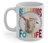 PIBONTO Angora Goat and Owner Friendship Coffee Mug White Ceramic Tea Cup 11oz