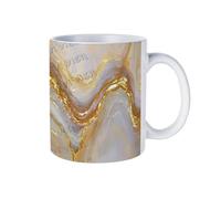 PIBONTO Brown and Gold Marble Ceramic Mug, 11 Oz, Trendy Coffee Mug for Kitchen & Gifts
