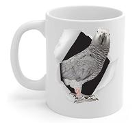 PIBONTO Funny Congo African Grey Parrot Mom and Dad Gifts with Pet Looks Through Coffee Mug White 11 oz