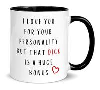 PIBONTO Funny Gift for Boyfriend Husband,Dick Mugs,Valentines Day Gift for Him Husband,Birthday Sexy Anniversary Christmas Adult Gifts I Love Your Personality But That Dick Valentines Day Coffee Mug