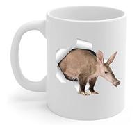 PIBONTO Funny Gray Aardvark Mom and Dad Gifts with Animal Looks Through Coffee Mug White 11 oz