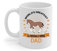 PIBONTO Funny World's Greatest Brown Clydesdale Horse Dad Gifts Fathers Day Coffee Mug White Ceramic Cup 11oz