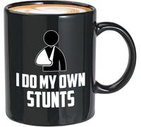 PIBONTO Get Well Soon Coffee Mug 11oz Black - I Do My Own Stunts - Broken Arm Hand Bone Tees Leg Wrist Elbow Injury Motorcycle Stuntmen Meaningful