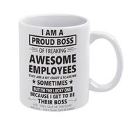 PIBONTO I Am A Proud Boss of Freaking Coffee Mugs,Mug Cup Gifts,Christmas Birthday Father's Day Mother's Day Gifts for Friends Coworkers,11 Oz Coffee Mug