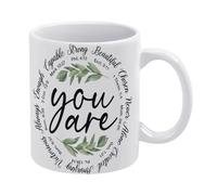 PIBONTO Inspirational Bible Verse Christian Positive You are Scriptures Funny Best Gifts for Kids Girls Women 11 Oz White Coffee Mug Christmas Valentine's Day Birthday Anniversary Mothers Day Present