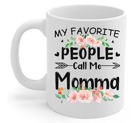 PIBONTO My Favorite People Call Me Momma Coffee Mug Gifts Ceramic Cup White 11oz