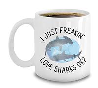 PIBONTO Novelty I Just Freaking Love Sharks Coffee Mug - Shark Related Gifts - Hammerhead Shark Mug 11 Oz