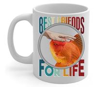 PIBONTO Oranda Goldfish and Owner Friendship Coffee Mug White Ceramic Tea Cup 11oz