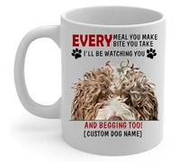 PIBONTO Personalized White Brown Spanish Water Dog Every Meal You Make Watching You and Begging Too Mug 11oz White Puppy Owners Gifts
