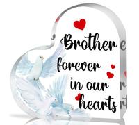 PIBONTO Sympathy Bereavement Gift，Memorial Gifts for Loss of Brother,Remembrance heart shaped Acrylic Plaque for Loss of Brother-Brother Forever in Our Hearts，Bereavement/Condolences/Grief Gifts