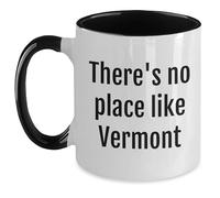 PIBONTO Vermont Two Tone Coffee Mugs - There's No Place Like Vermont Quote, Birthday Unique Gift Ideas for Friends, Family, and Coworkers, Men, Women, and Vermont Enthusiasts, Funny and Cute Mugs