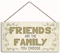 PIBONTO Wood Sign Wall Art Poster Coffee Bar Bar Sign Home Decor,Friends Are The Family You Choose Sign 6x12 Inch