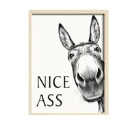 Pibumuse Nice Ass Funny Quotes Canvas Wall Art, 12x16 Inch, Funny Animal Bathroom Frame Wall Art Black And White Donkeys Pictures, Canvas Modern Artwork For Home Toilet Living Room Bedroom Hotel