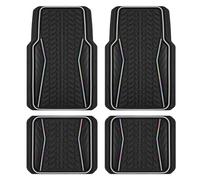 PIC AUTO Car Floor Mats, Black Aluminum-Molded with Full-Circle Iridescent Inlay Strip Car Mats, Universal-Fit Rubber Mats for Cars, Trucks & SUVs, All-Weather, Non-Slip, Easy-to-Clean Interior Mats