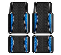 PIC AUTO Car Floor Mats, Blue Aluminum-Molded with Full-Circle Iridescent Inlay Strip Car Mats, Universal-Fit Rubber Mats for Cars, Trucks & SUVs, All-Weather, Non-Slip, Easy-to-Clean Interior Mats