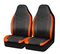 PIC AUTO Car Front Seat Covers High Back Sports Design Carbon Fiber Mesh Set of 2 Pack Compatible with Airbags Universal Fit Orange