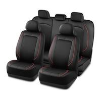 PIC AUTO Car Seat Cover, Pinping Leather and Mesh - Breathable, Universal Fit, Stylish Two-Tone Design, Comfortable and Durable Seat Protector for Cars, SUVs, and Trucks - Front & Rear Seat (Red)