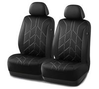 PIC AUTO Car Seat Cover, Piping Leather Front Seat Cover for Cars, Black & Black Two-Tone Luxury Leather, Universal Fit, Durable, Airbag Compatible, Suitable for SUVs, Trucks, Sedans, and Vehicles