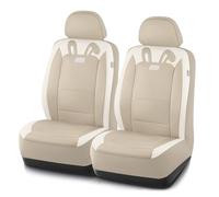 PIC AUTO Car Seat Covers, Cute Rabbit Premium Beige Leather Seat Covers, Universal Fit Front Seat Covers for Cars, Trucks, SUVs, Soft & Wear-Resistant Auto Interior Protection with Airbag-Compatible