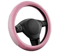 PIC AUTO Gel Particles Steering Wheel Cover, Pink Luxury Leather Car Steering Wheel Protector, Universal Fit 14.5"-15.5" Anti-Slip Car Interior Accessories for Girls & Women