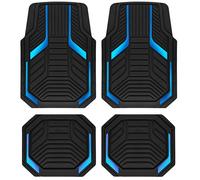 PIC AUTO Heavy Duty Rubber Floor Mats, Blue Aluminum Film Car Mats Set, Front and Rear Car Mats with Anti-Slip Backing, All Weather Protection, Trim-to-Fit for Automotive SUV, Sedan, Van