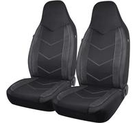 PIC AUTO High Back Front Car Seat Covers - Sports Carbon Fiber Mesh Design, Universal Fit, Airbag Compatible (Black)
